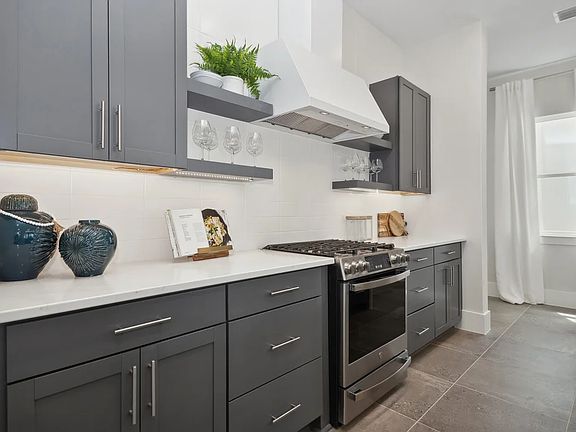 Kitchen with subway tile backsplash