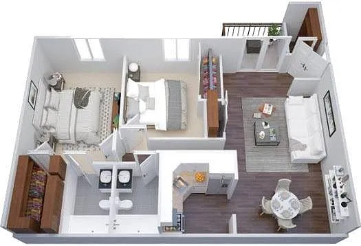 Floor plan 2 BR, 2 BTH | Upgraded