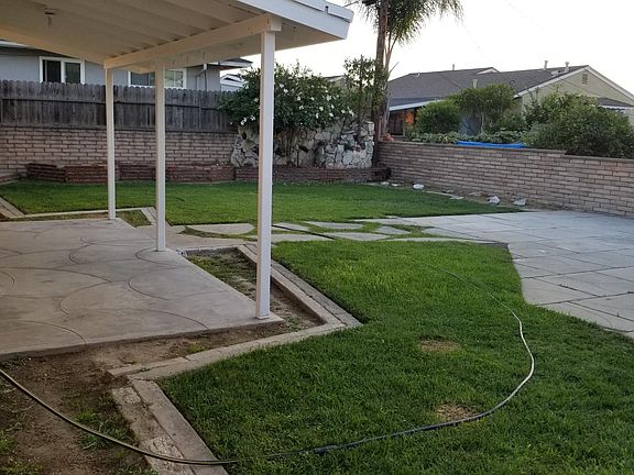 Backyard with covered patio