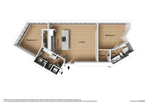 Floor plan North - 2 Bed, 2 Bath