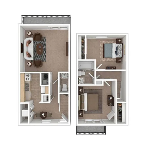 Floor plan 2 BR - 1.5 BTH