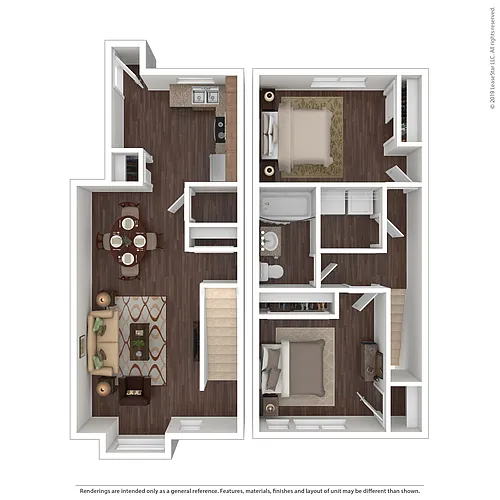 Floor plan 2 Bed 1 Bath Duplex