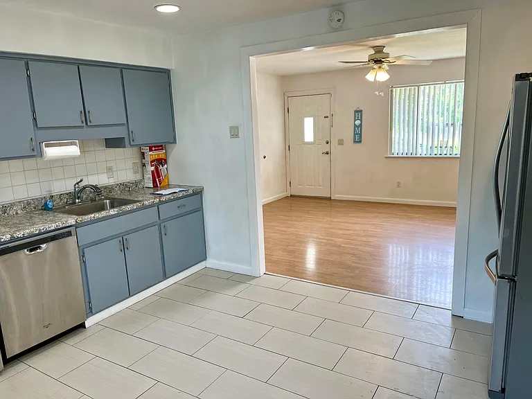 Looking from the kitchen towards the front room.