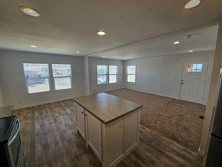 Interior Driveway Entrance Kitchen & Living Room