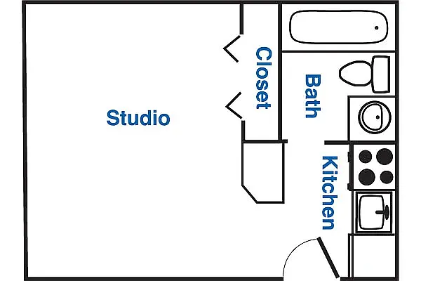 Floor plan Ground Level Studio Apartment