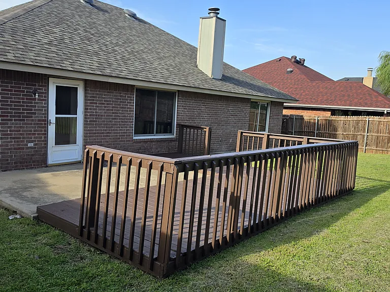 Large deck in backyard