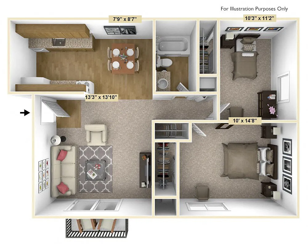 Floor plan Two Bedroom Chestnut Oak