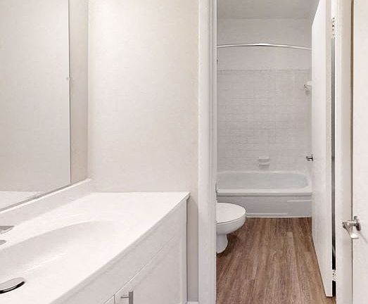 Renovated Bathroom with Luxury Plank Flooring