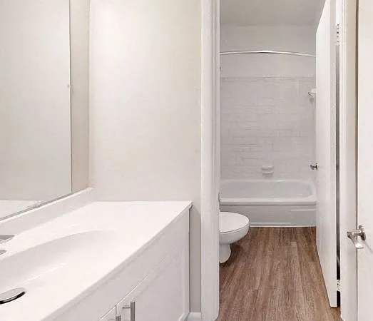Renovated Bathroom with Luxury Plank Flooring