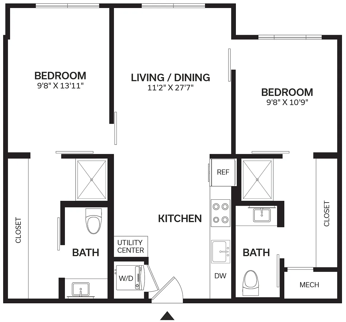 Floor plan 2 Bed/2 Bath-B2