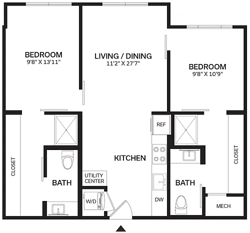Floor plan 2 Bed/2 Bath-B2