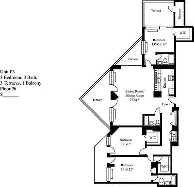 Floor plan P3 with Terrace