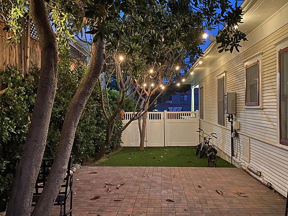 Landscaped side and backyard