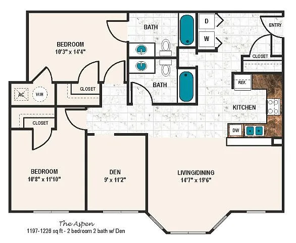 Floor plan Aspen with Den