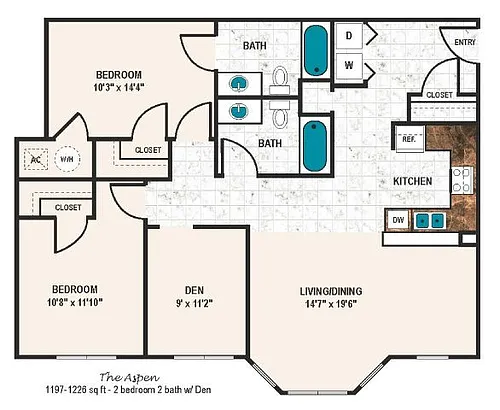 Floor plan Aspen with Den
