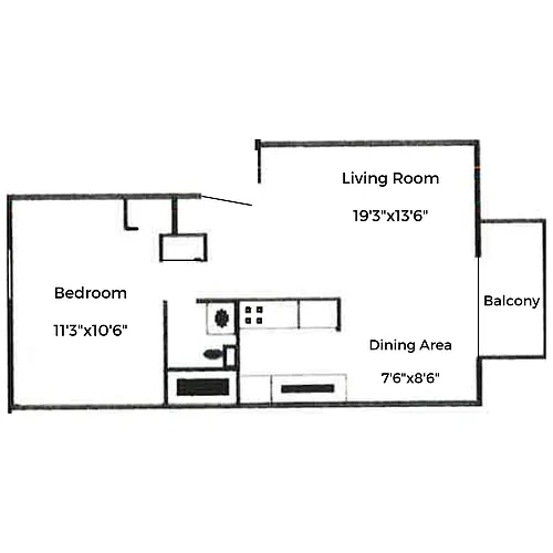 Floor plan 1-Bedroom