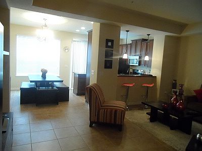 Living room and dining room area