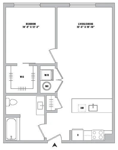 Floor plan 1 Bed-1 Bath-A1