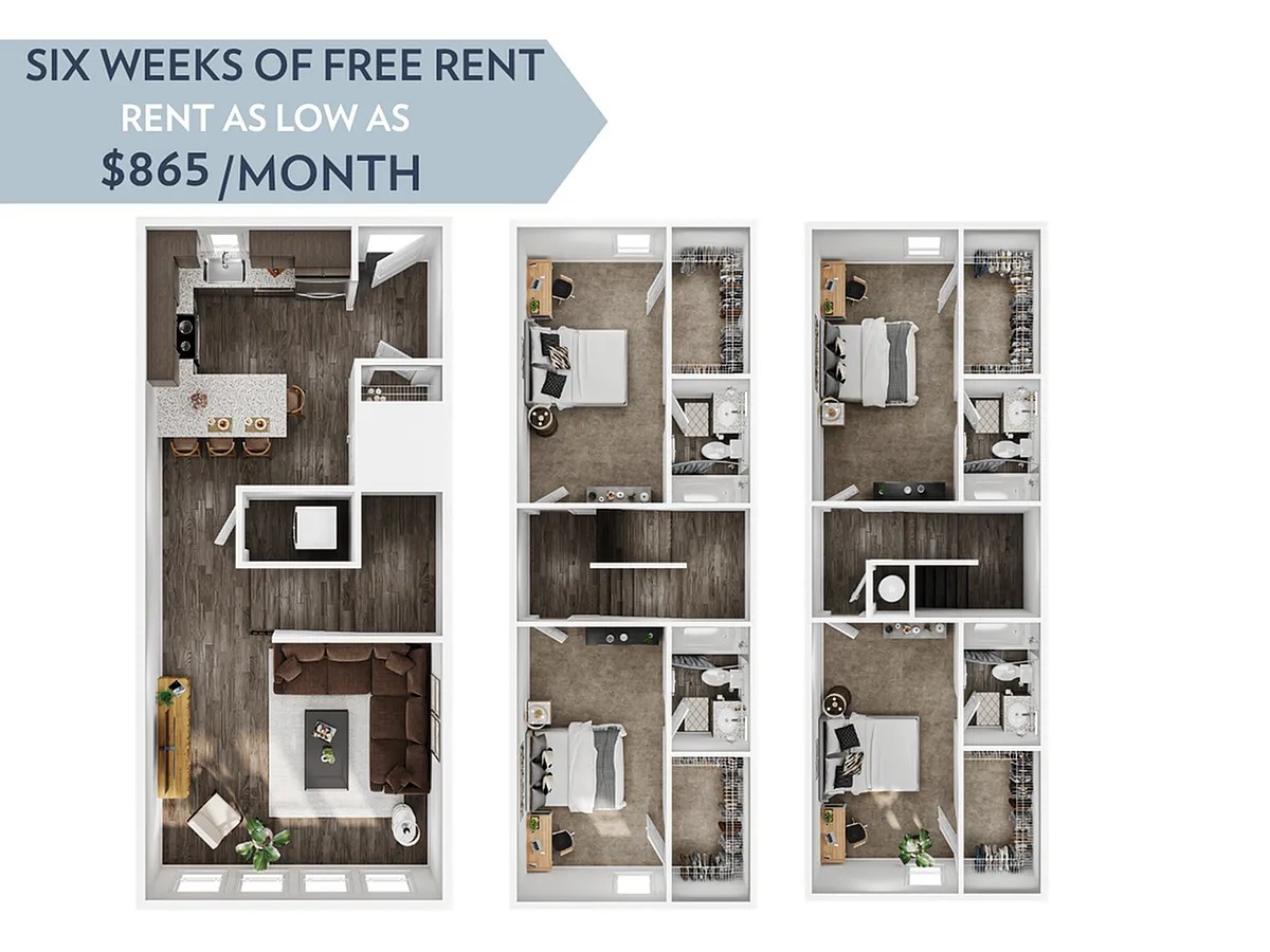Floor plan 4BR/4BA - Townhome Vista