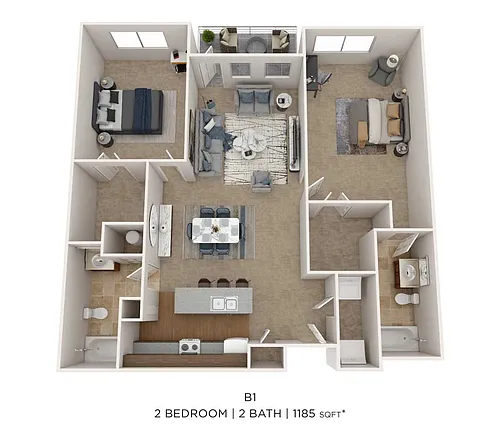Floor plan Two Bedroom - 1185sqft
