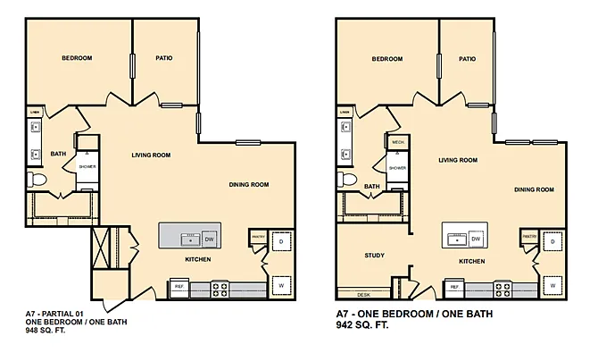 Floor plan A7 - 1 Bedroom