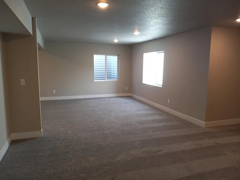 Rec Room from Bedroom 3 doorway. This room is 28 feet long, by 19 feet wide.