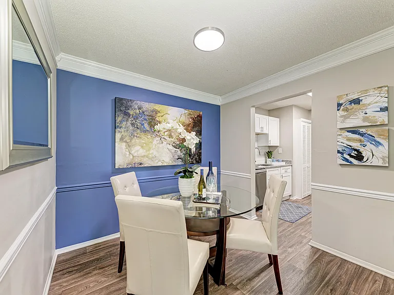 Dining Room + Hardwood Style Flooring