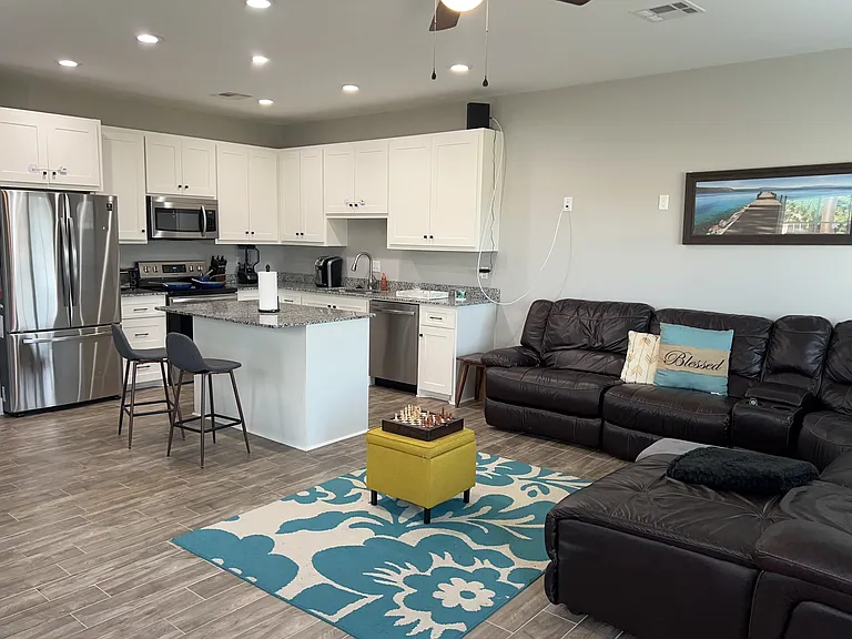 living room and kitchen