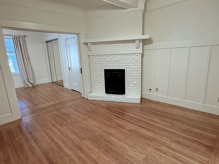 Living room with open pocket doors