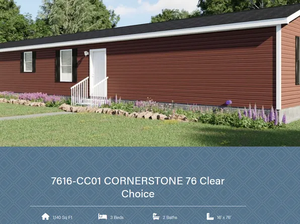 Clayton Cornerstone 76 (16x76) Plan, Timber Point Mobile Home Community