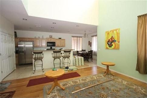 View from family room to kitchen