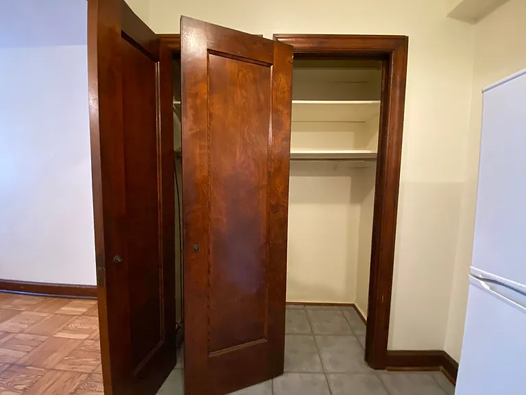 Two closets in dining area.