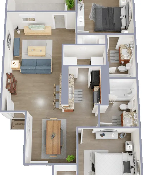 2 Bed Standard W/D Floorplan Diagram