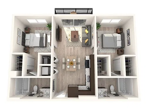 Floor plan 2 Bed, 2 Bath