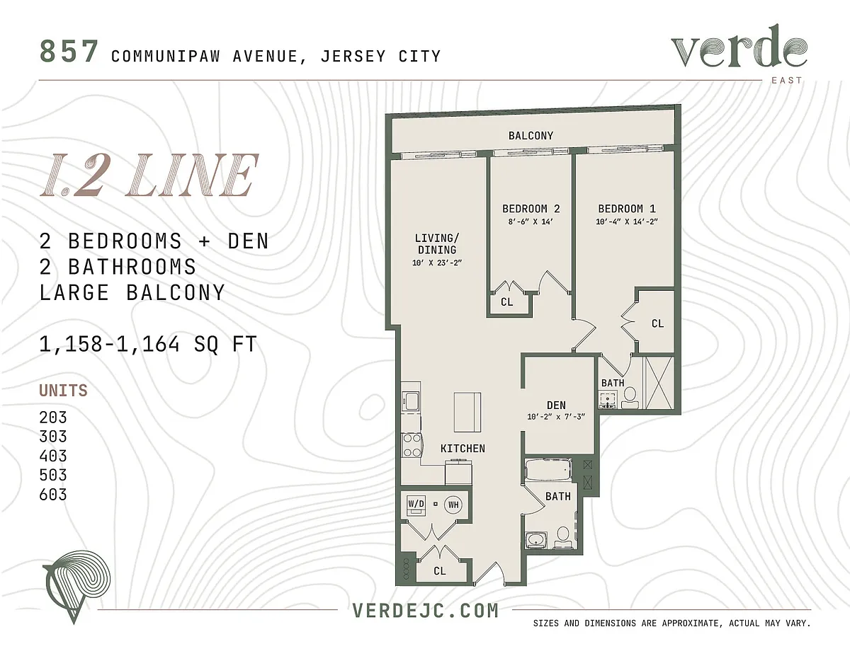 Floor plan I-2 Two Bedroom with Den