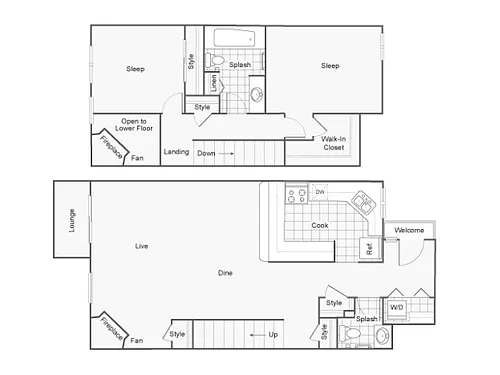 Floor plan 1521 Renovated Townhome