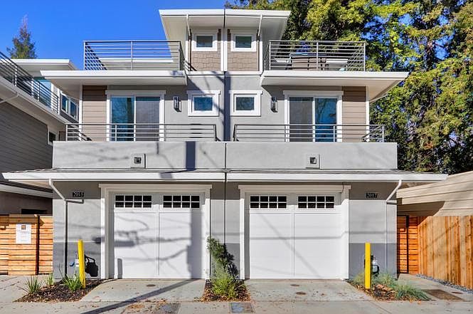 Home is the right side of this development, tucked beneath the redwoods.