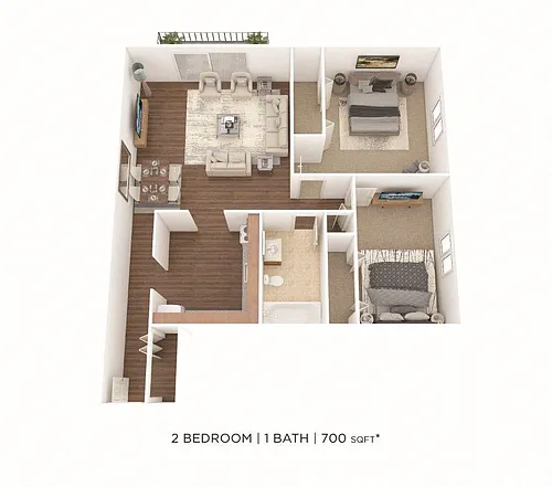 Floor plan Two Bedroom-700 sqft