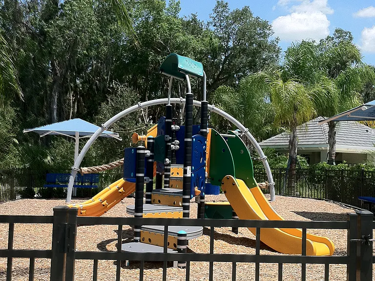 Community fenced playground.
