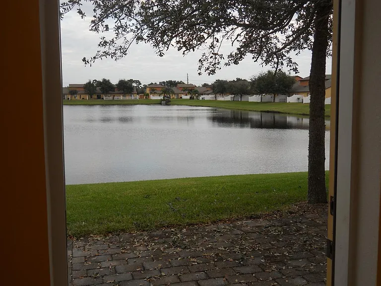 backyard with patio on lake