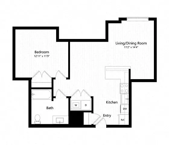 Floor plan 1 Bed - 1 Bath | A06 - Judd