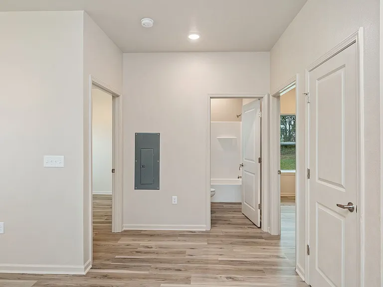 Hallway view highlighting the efficient flow and layout of the 2-bedroom floor plan.