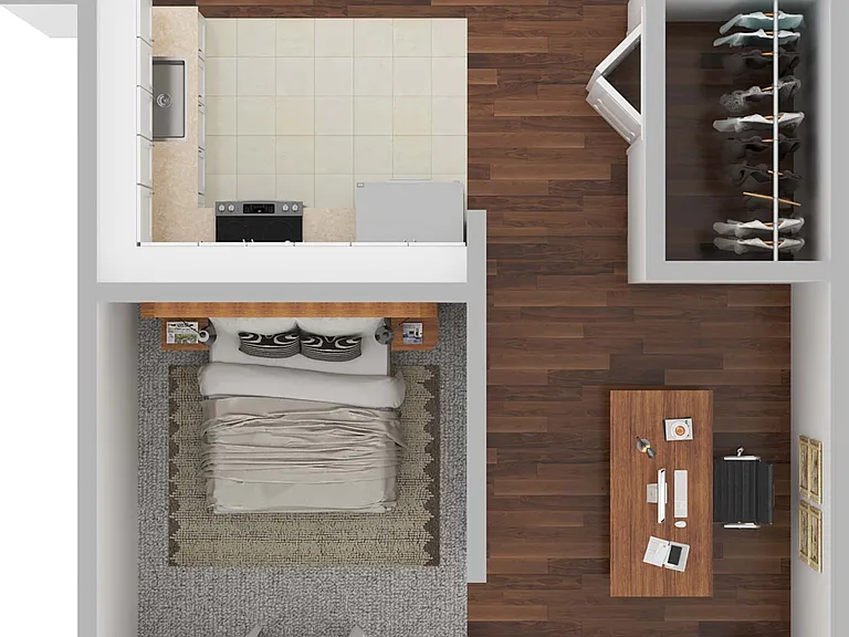 Explore this contemporary apartment layout designed for style and comfort. Explore this contemporary apartment layout designed for style and comfort.