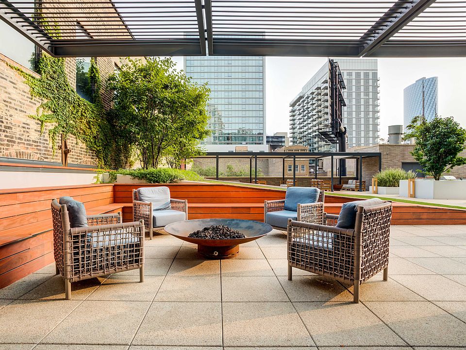 Cozy up by the fire and take in the city views_your rooftop escape awaits.