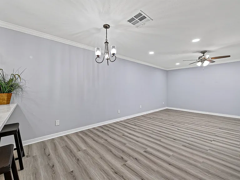 Dining and living room combined in an open space living.