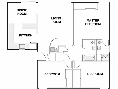 Floor plan 3 Bed / 2 Bath: Type B