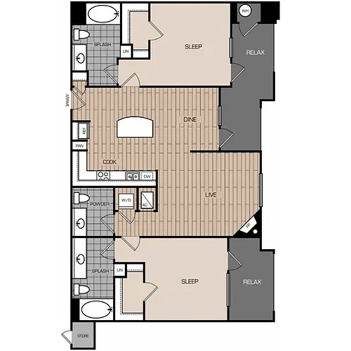 Floor plan 2 Bedroom 2 Bathroom Penthouse