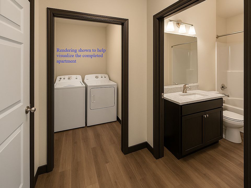 Rendering shown to help visualize the completed apartment