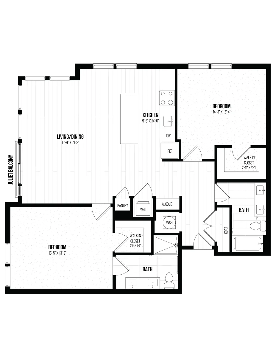 Floor plan 2 Bed/2 Bath- 2G