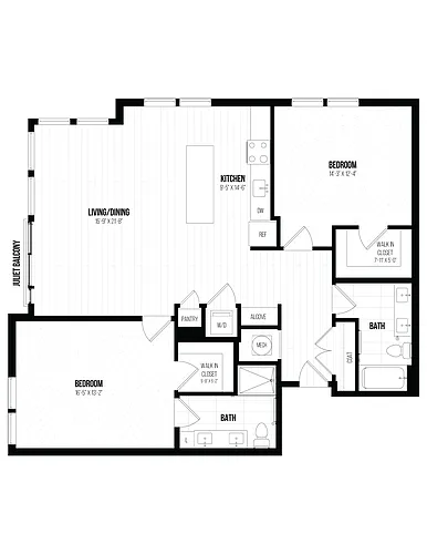 Floor plan 2 Bed/2 Bath- 2G
